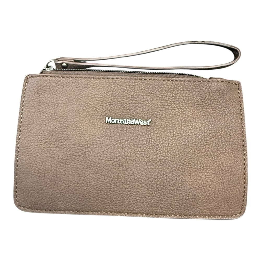 Montana West Taupe Faux Leather Wristlet Clutch